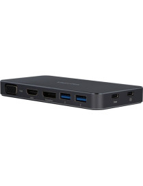 Visiontek USB C Dock with up to 100W PD - USB Type-C Portable dock with up to 100W Power Delivery. VGA, HDMI, DisplayPort video 