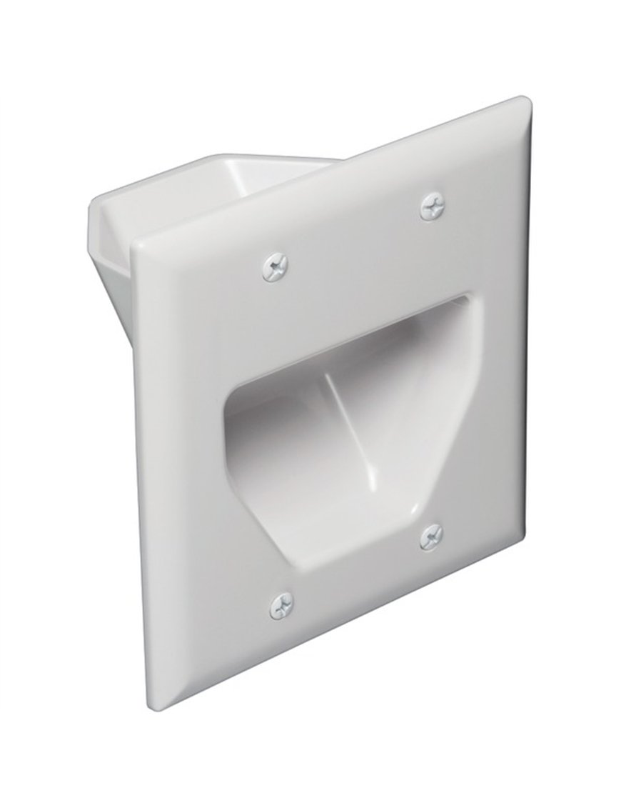 WHITE 2 GANG RECESSED