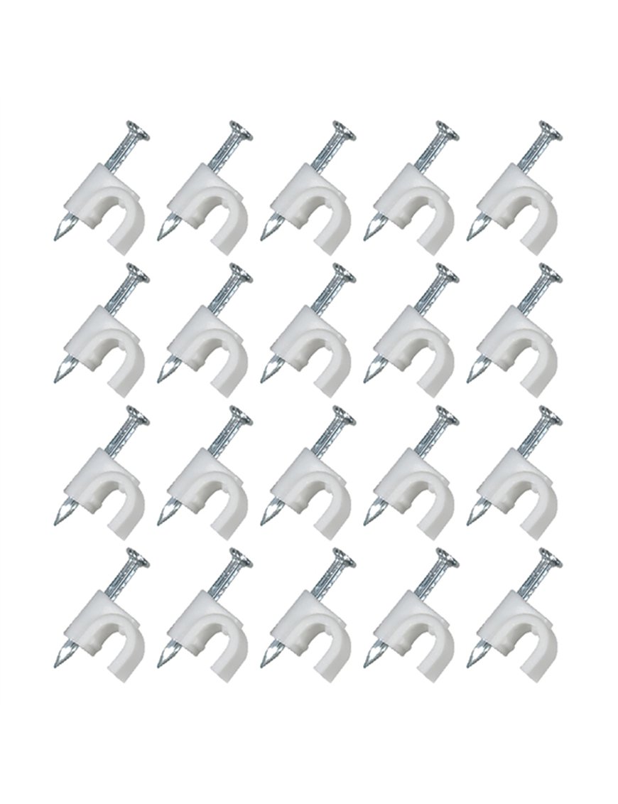 20PK COAX CABLE CLIPS WHT