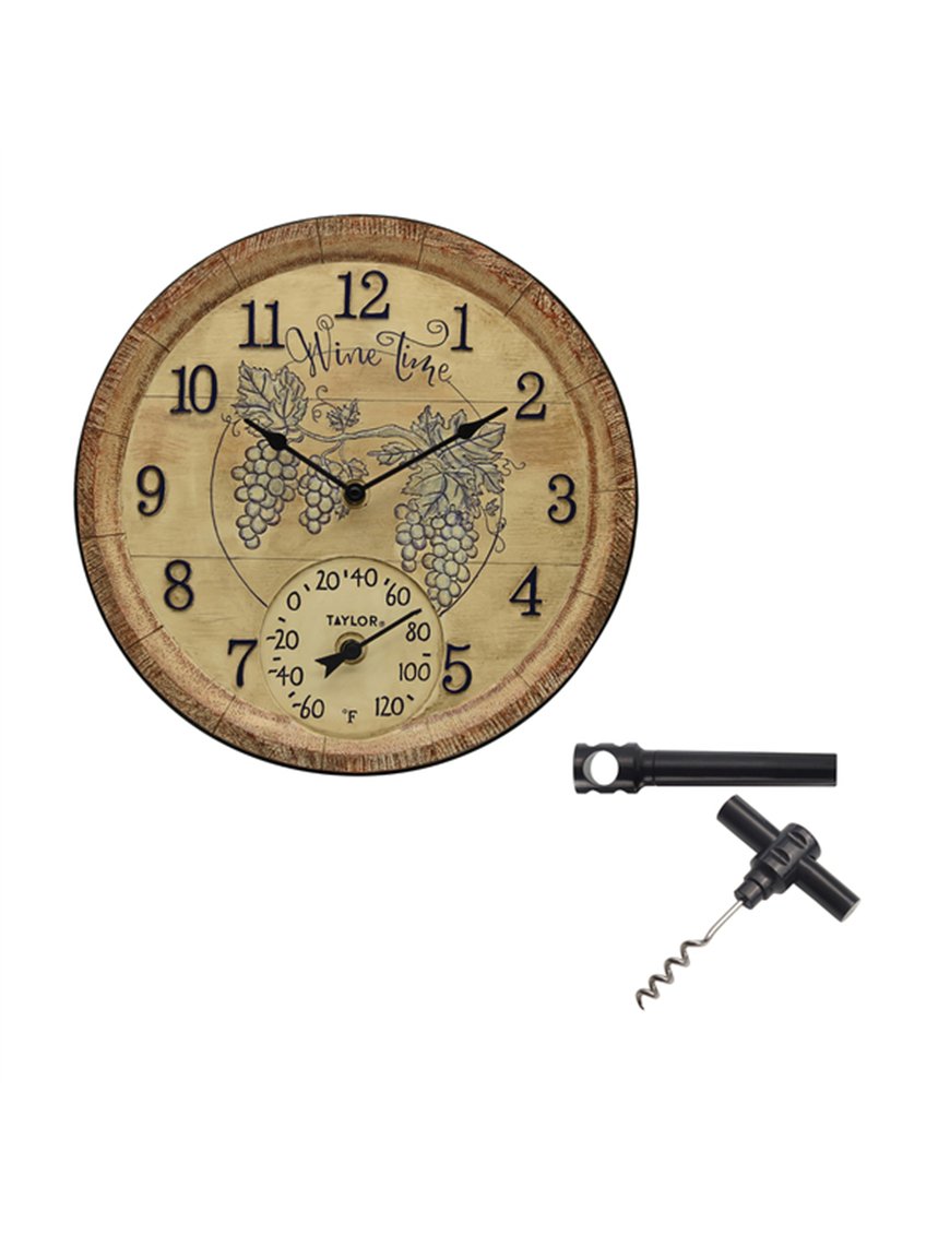 14IN WINE TIME CLOCK/THRM