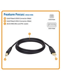 6-FT USB 2.0 GOLD CABLES