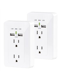 CyberPowerÂ® 4-Outlet Direct Plug-in Wall Tap with USB Ports, White, MP18HO007, 2 Pack