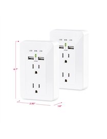 CyberPowerÂ® 4-Outlet Direct Plug-in Wall Tap with USB Ports, White, MP18HO007, 2 Pack