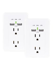 CyberPowerÂ® 4-Outlet Direct Plug-in Wall Tap with USB Ports, White, MP18HO007, 2 Pack