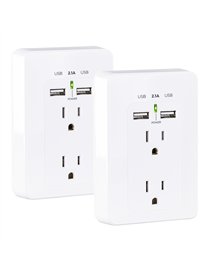 CyberPowerÂ® 4-Outlet Direct Plug-in Wall Tap with USB Ports, White, MP18HO007, 2 Pack